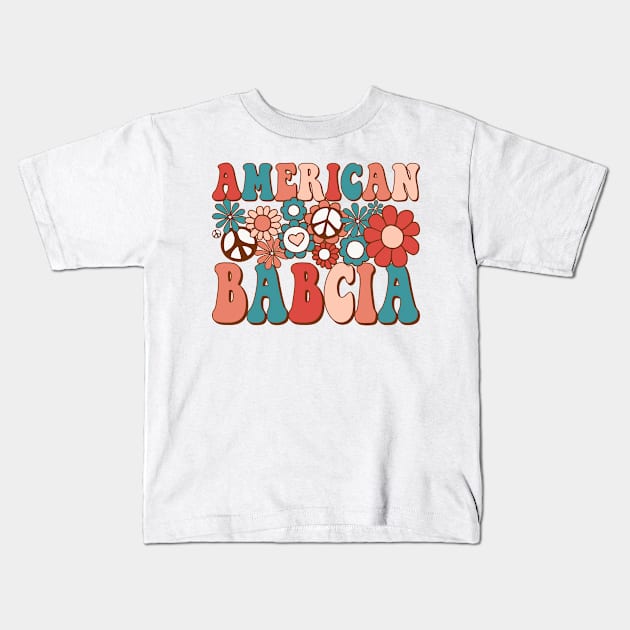 Retro Groovy American Babcia Matching Family 4th of July Kids T-Shirt by BramCrye